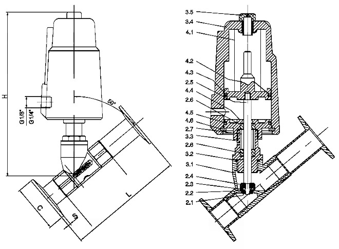 Y685F全不銹鋼氣動(dòng)快裝角座閥結(jié)構(gòu)圖- 上海昆煉閥門制造有限公司 Y685F全不銹鋼氣動(dòng)快裝角座閥結(jié)構(gòu)圖- 上海昆煉閥門制造有限公司