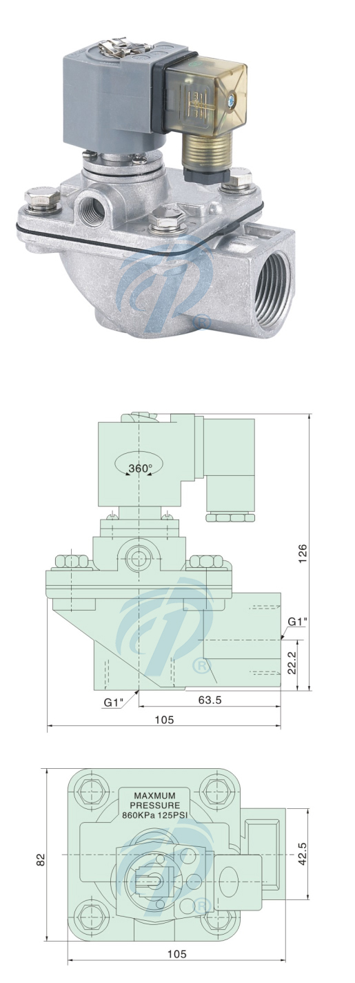 鋁合金集塵機(jī)直角式脈沖閥尺寸規(guī)格