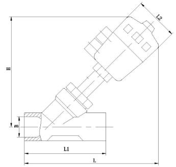 Y665F氣動焊接角座閥結構圖- 上海昆煉閥門制造有限公司 Y665F氣動焊接角座閥結構圖- 上海昆煉閥門制造有限公司