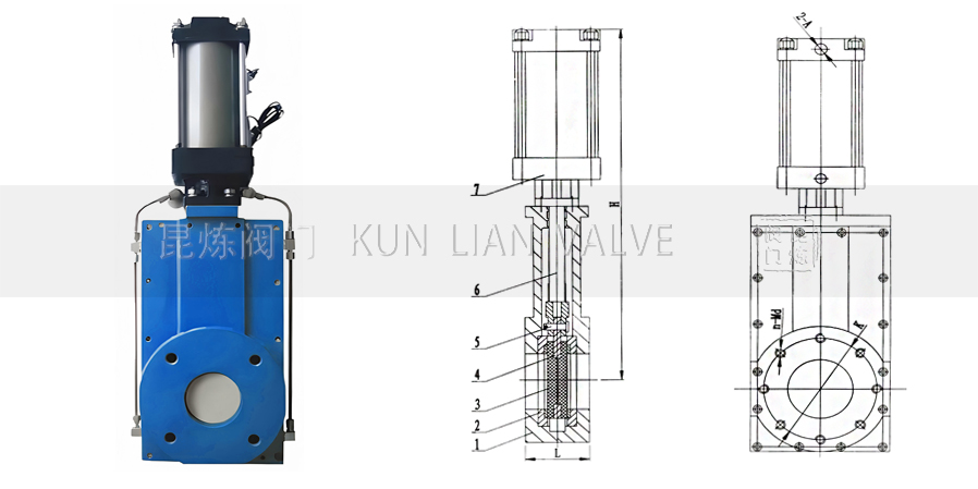 Z643TC氣動單閘板陶瓷閘閥結(jié)構(gòu)圖- 上海昆煉閥門制造有限公司 Z643TC氣動單閘板陶瓷閘閥結(jié)構(gòu)圖- 上海昆煉閥門制造有限公司