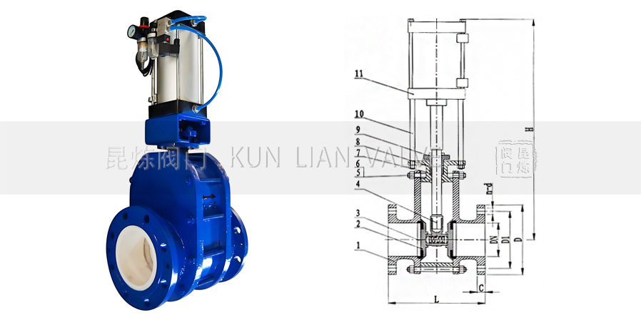 Z644TC氣動(dòng)雙閘板陶瓷閘閥結(jié)構(gòu)圖- 上海昆煉閥門制造有限公司 Z644TC氣動(dòng)雙閘板陶瓷閘閥結(jié)構(gòu)圖- 上海昆煉閥門制造有限公司
